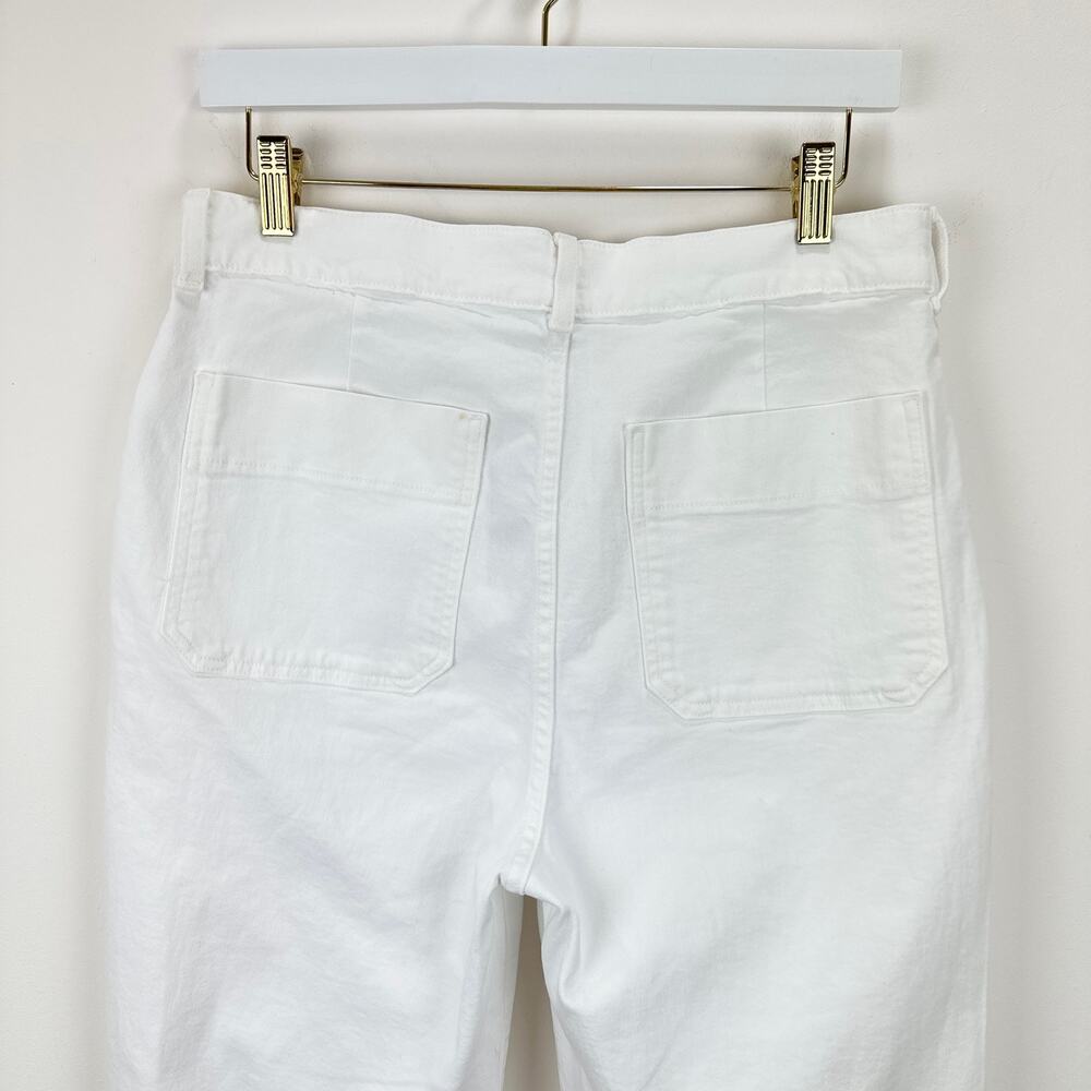 J.Crew Petite Sailor Slim Wide Leg Jean High Rise Gold Buttons White US 29P NWT - Picture 11 of 15